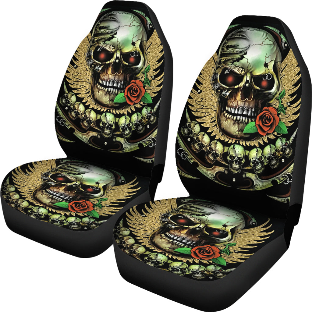 Set of 2 car seat cover skull car seat covers