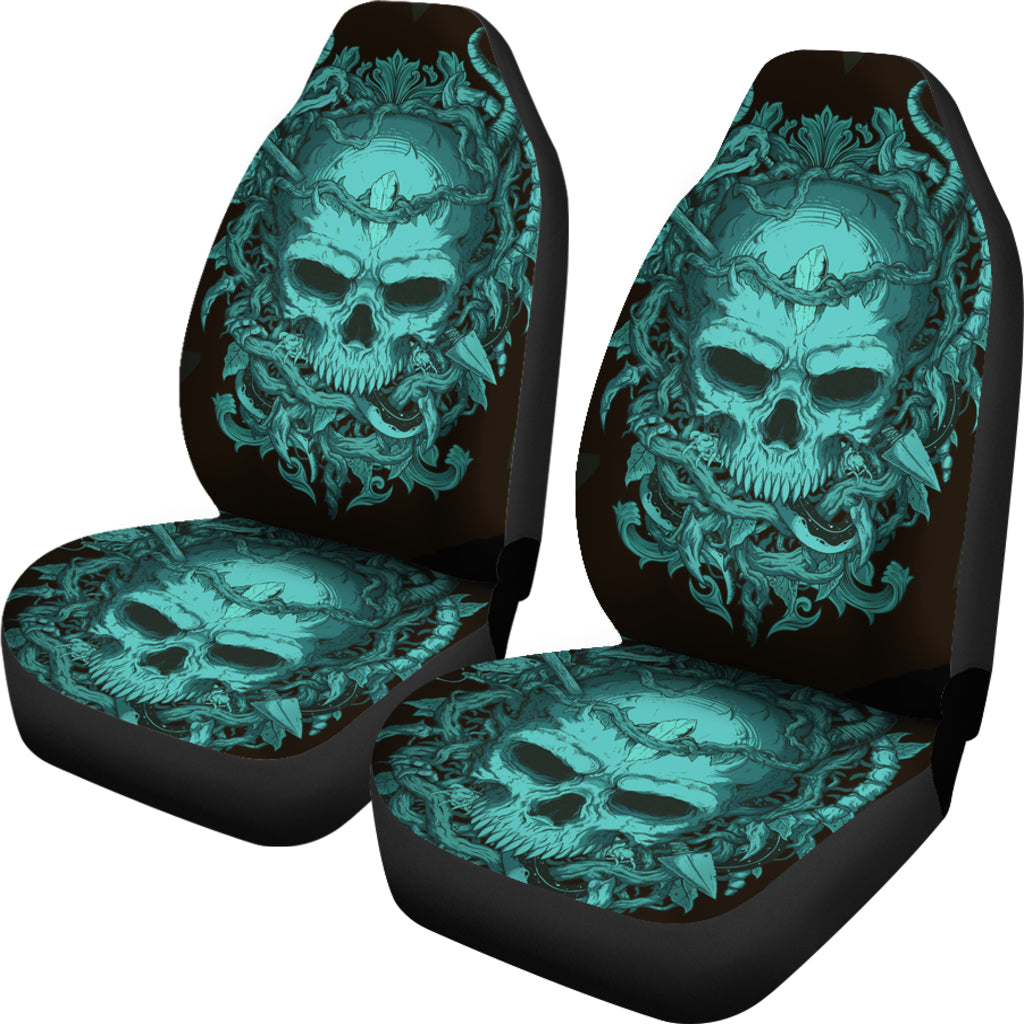 Set 2 pcs Gothic skull car seat covers