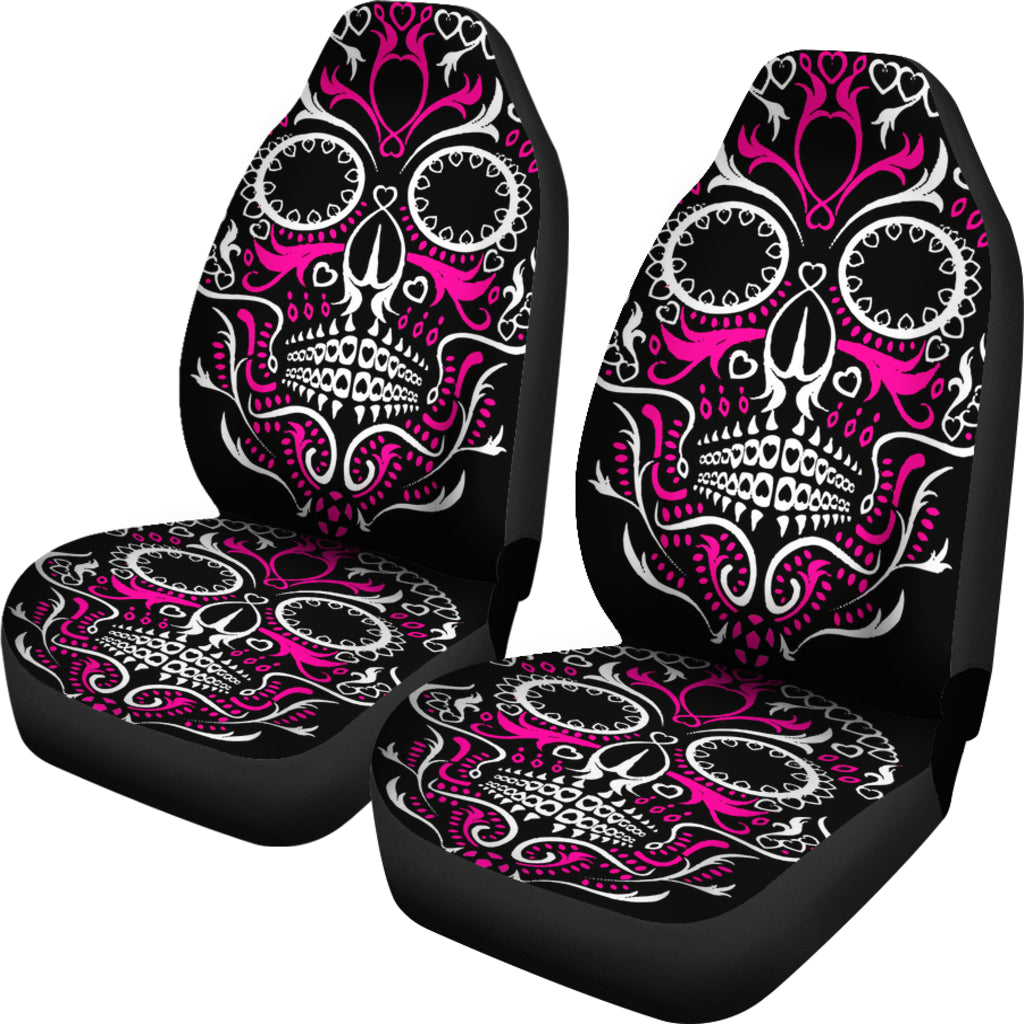 Set 2 seat cover sugar skulls