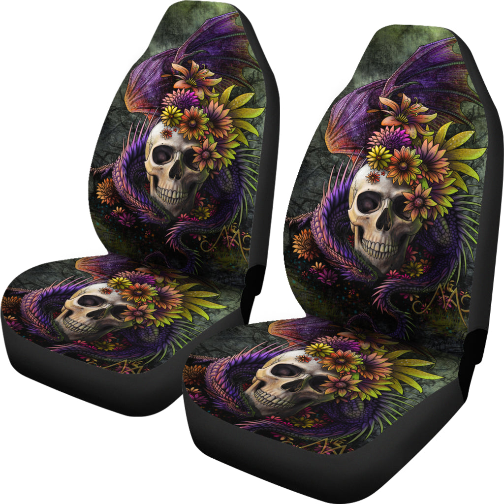 Set 2 pcs Gothic skull dragon car seat covers