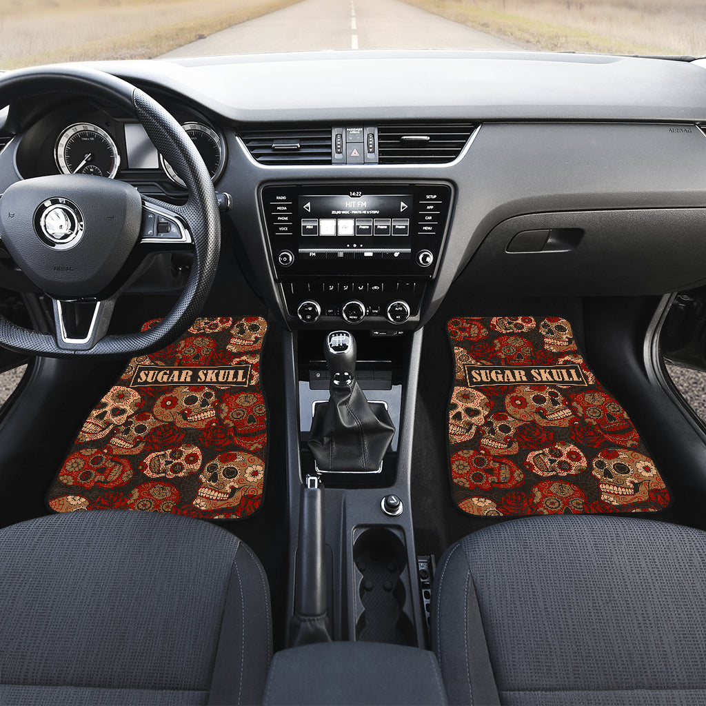 Set of 4 pcs sugar skull car mats