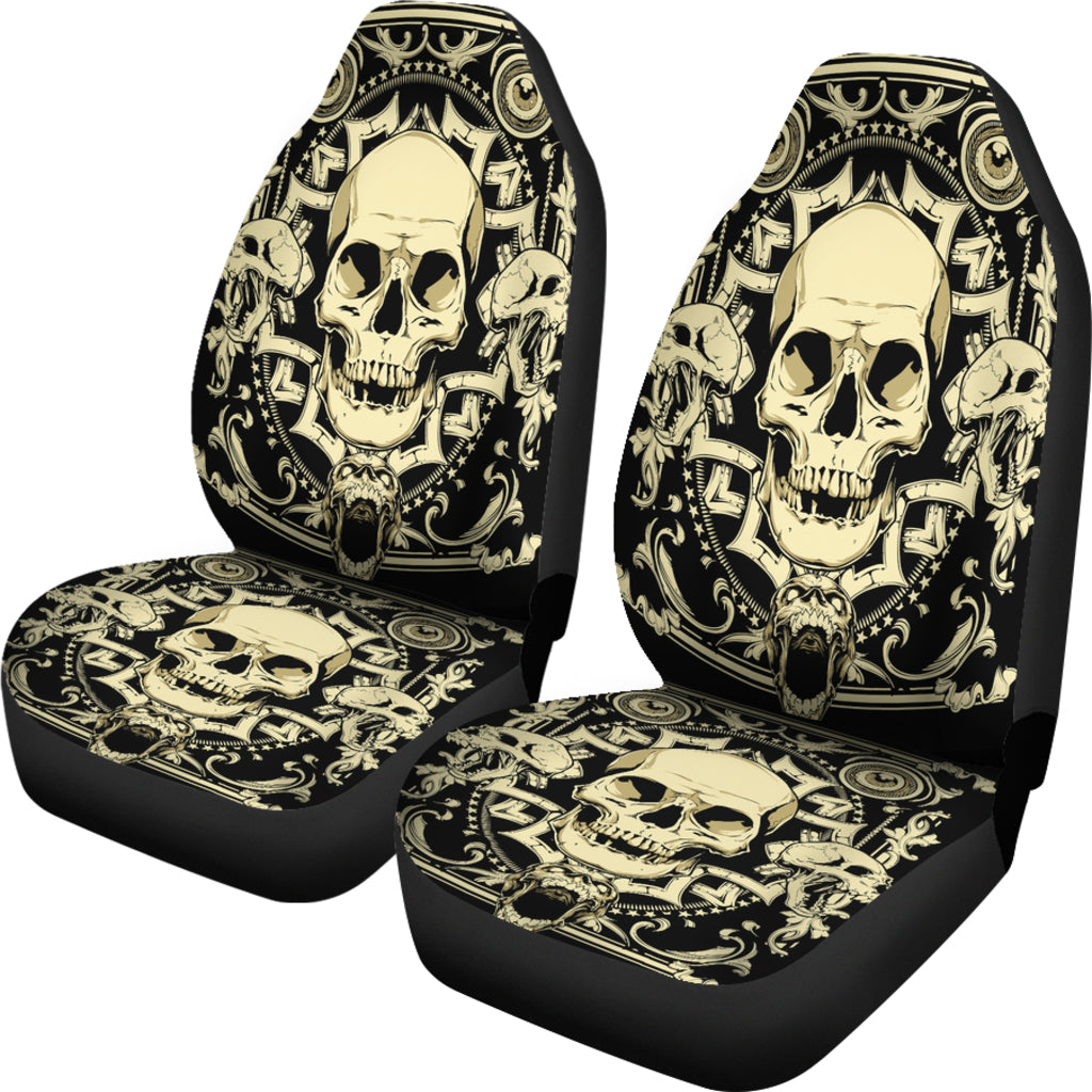 Set of 2 Pcs - Skull Car Seat Covers