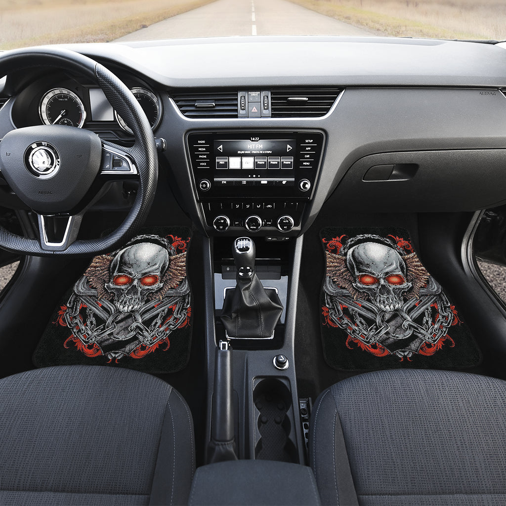 Set of 4 pcs Gothic sugar skull car mat