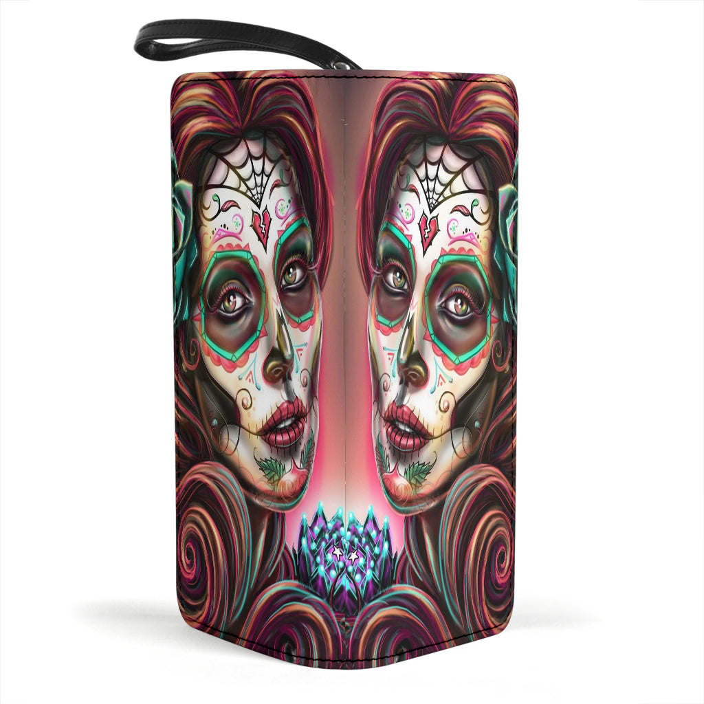 Sugar skull girl wallet clutch purse