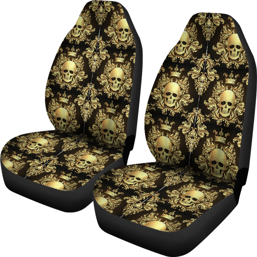 Set of 2 pcs rose skull car seat covers