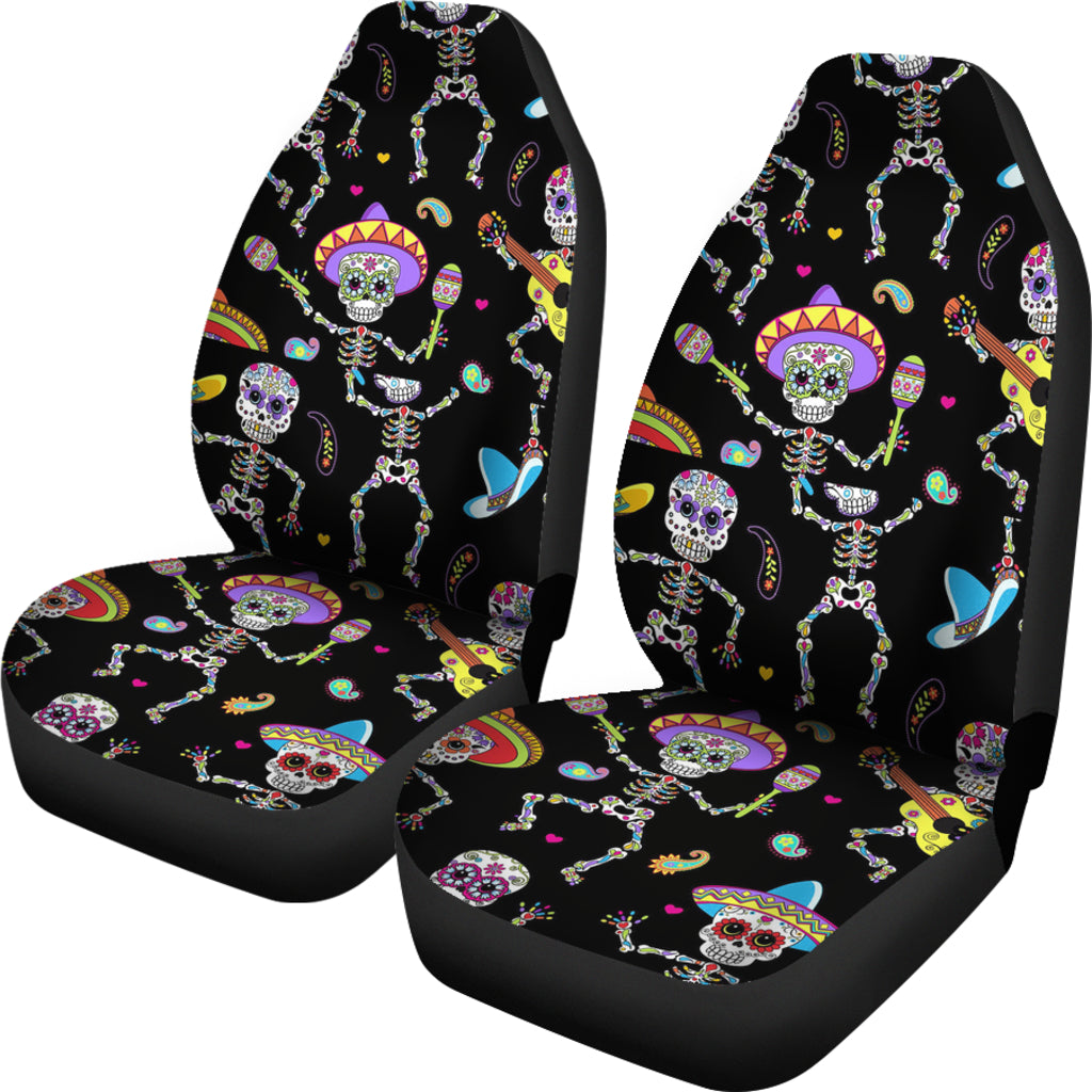 Set 2 pcs sugar skull car seat covers