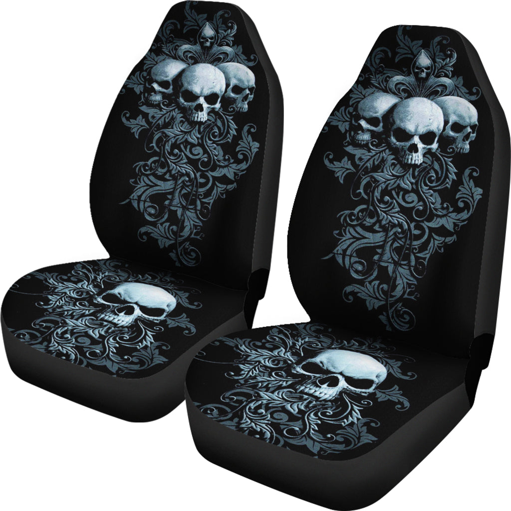 Set of 2 pcs gothic grim reaper skull girl car seat covers