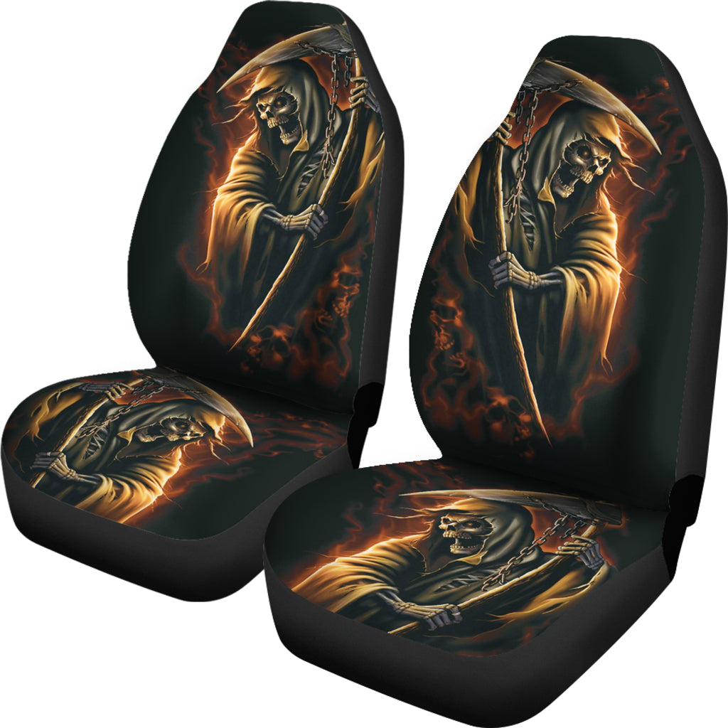 Set of 2 pcs skull car seat covers