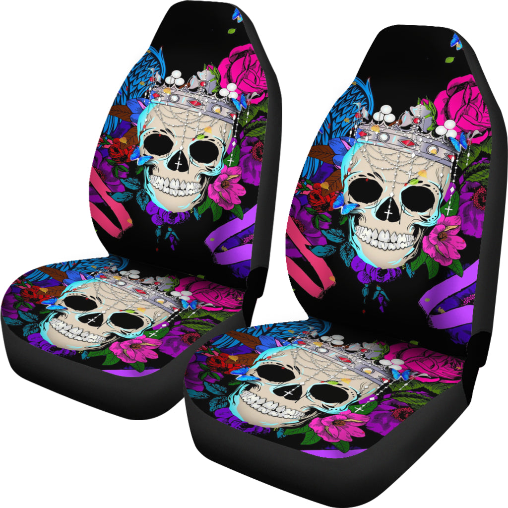 Set of 2 pcs skull car seat covers