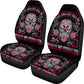 Set of 2 sugar skull car seat cover day of the dead