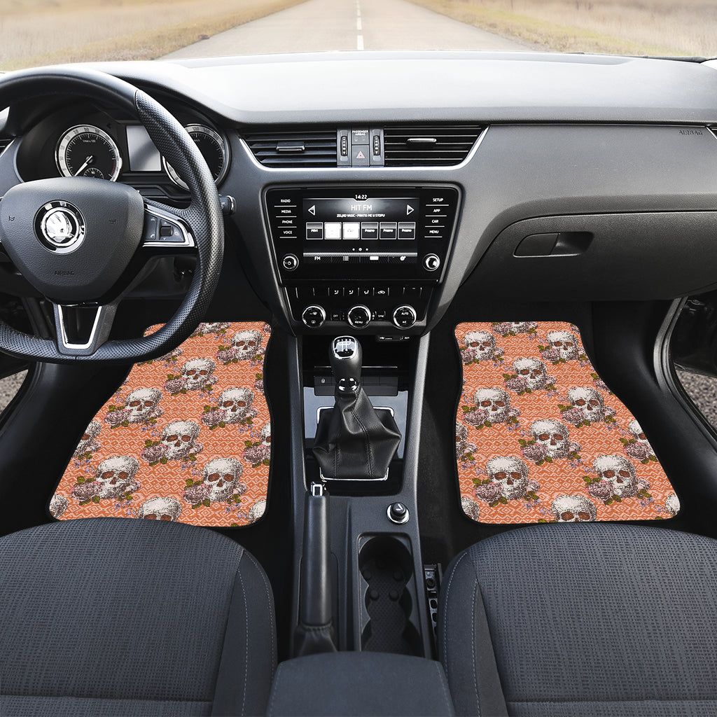 Set of 4 pcs skull floral car mats