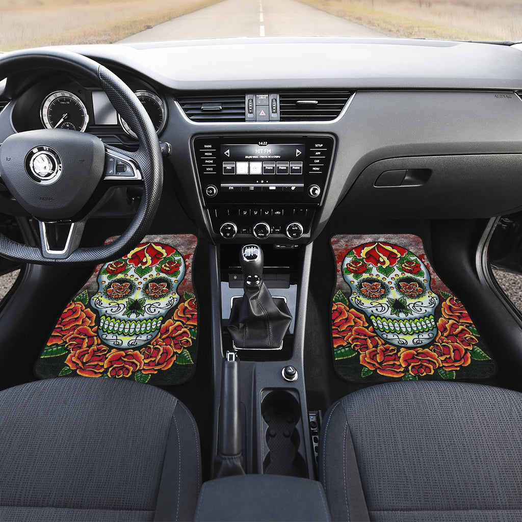 Set of 4 pcs sugar skull car mats