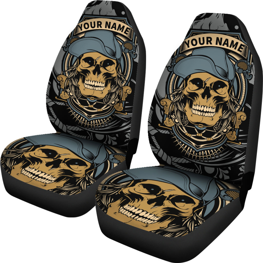 Set of 2 Custom Name skulls seat cover