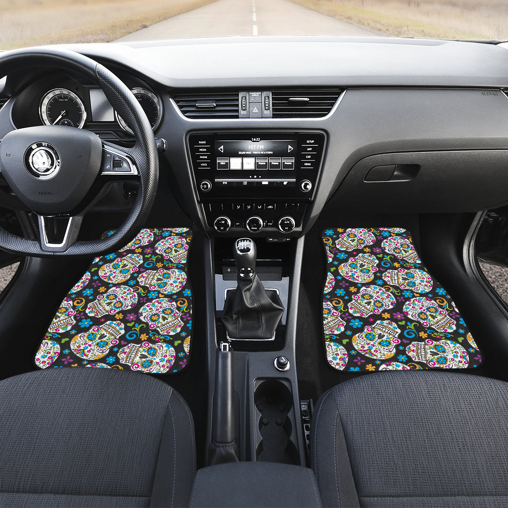 Set of 4 pcs sugar skull day of the dead car mats