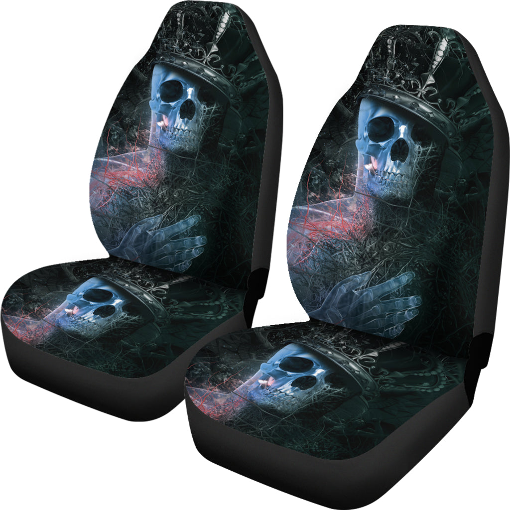 Set of 2 pcs - Skull Gothic Horror Grim reaper Halloween skull car seat covers