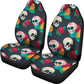 Set 2 pcs Floral sugar skull day of the dead skull car seat covers