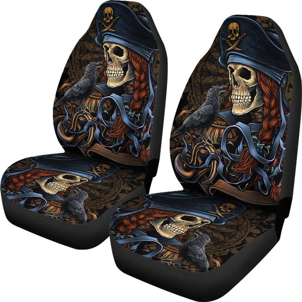 Set 2 pcs Gothic skull car seat covers