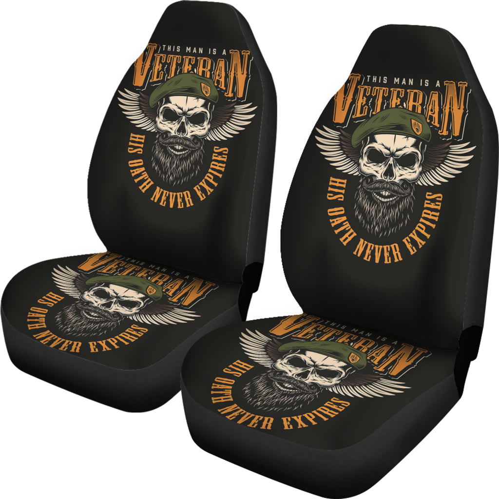 Set of 2 skull veteran car seat covers