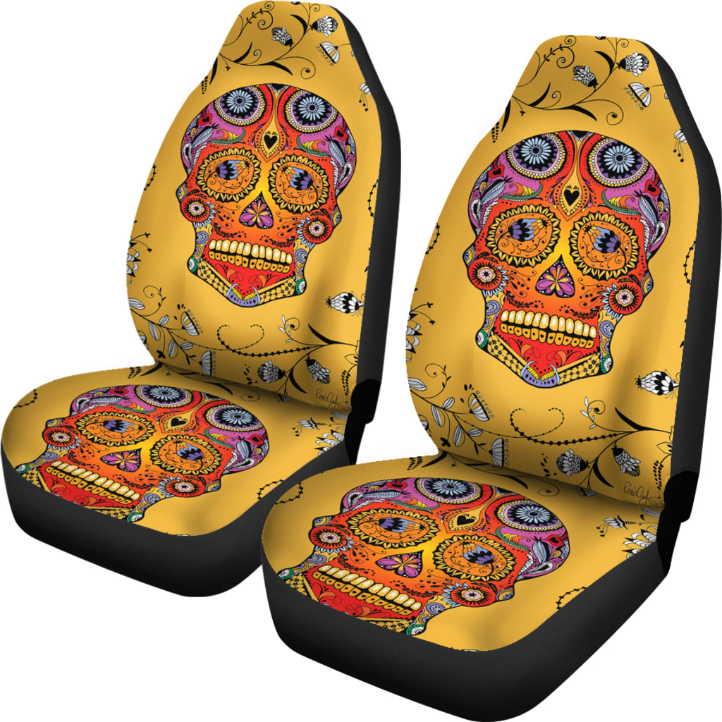 Set 2 seat cover sugar skulls