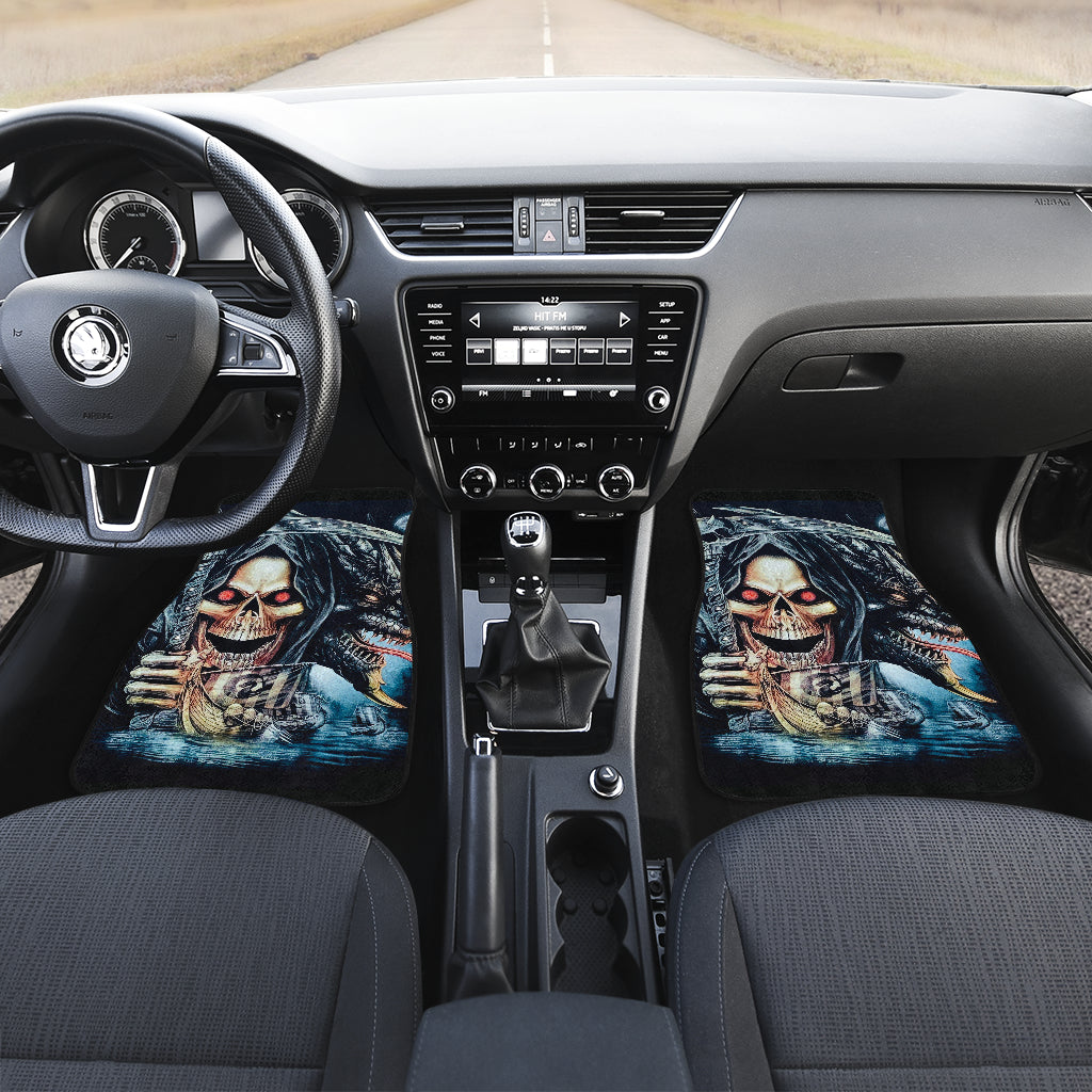 Set 4 pcs Grim reaper skull car mats