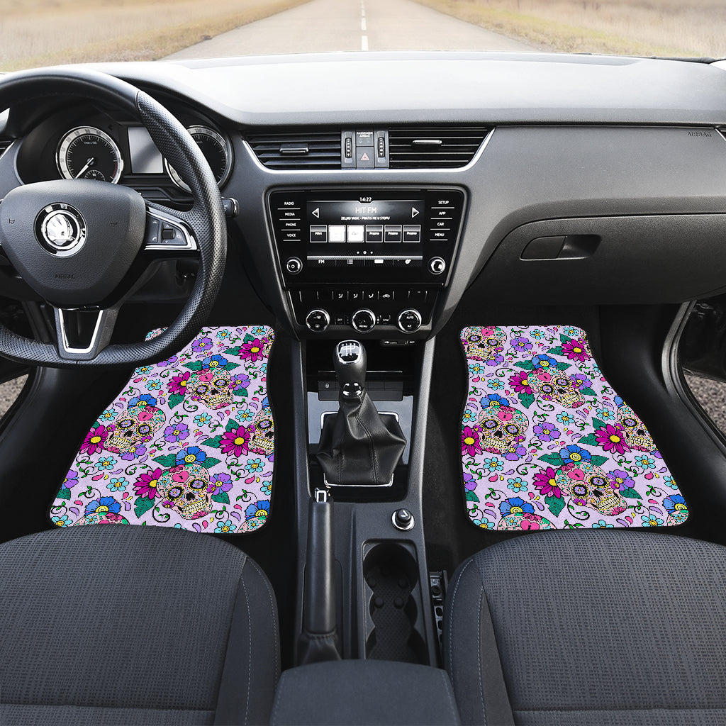 Sugar skull floral car mats, car floor mat