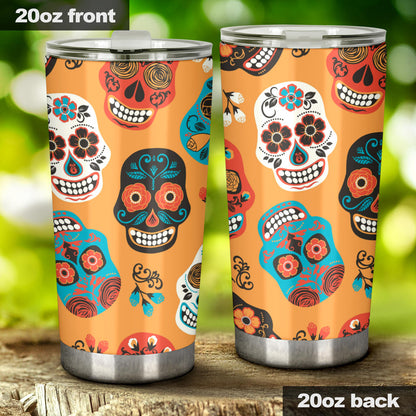 Floral skull tumbler, cinco de mayo skull jumbo Mug, day of the dead tumblr, day of the dead jumbo Mug, cinco de mayo skull travel mug