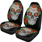 Set of 2 floral sugar skull car seat covers
