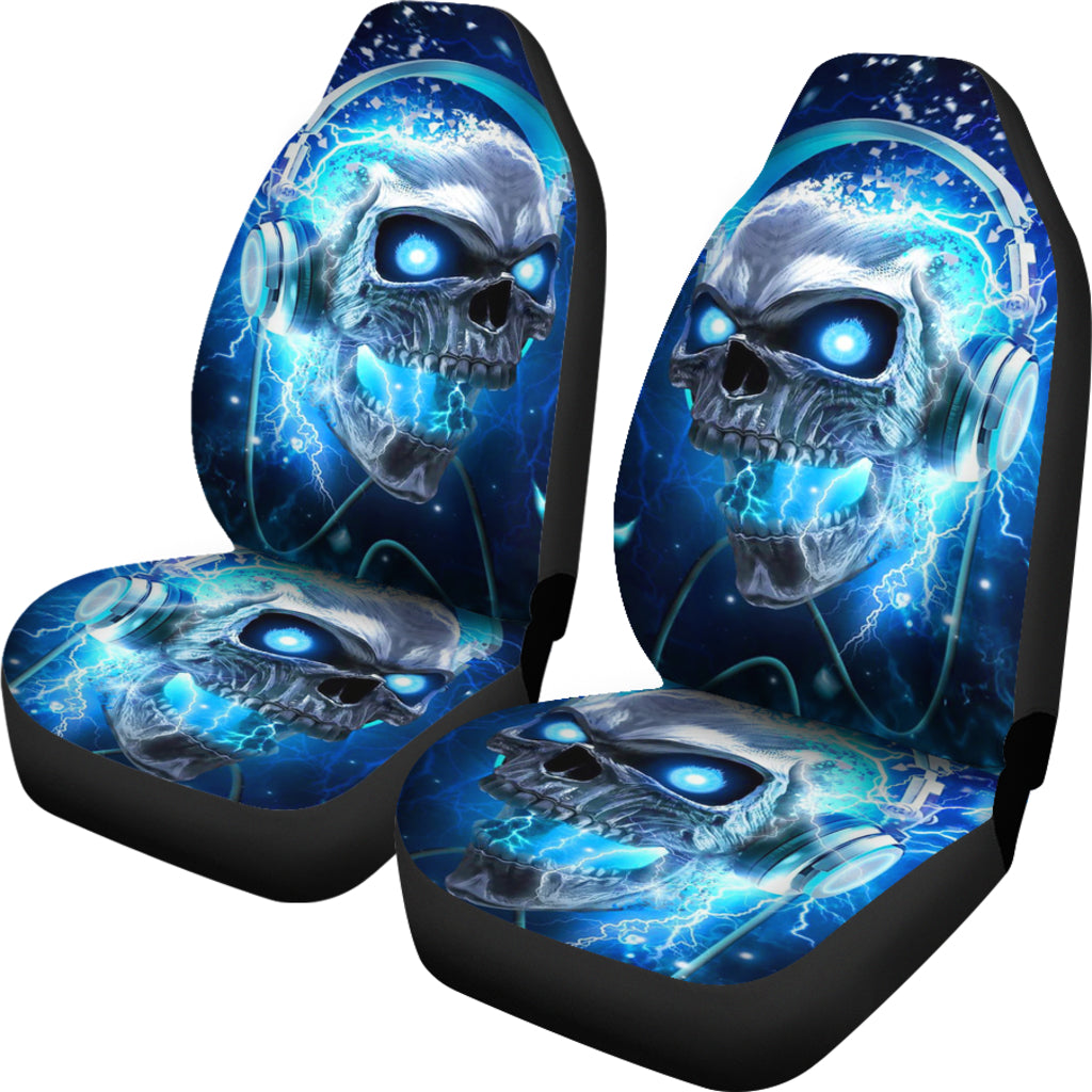 Set of 2 skull gothic skull car seat covers