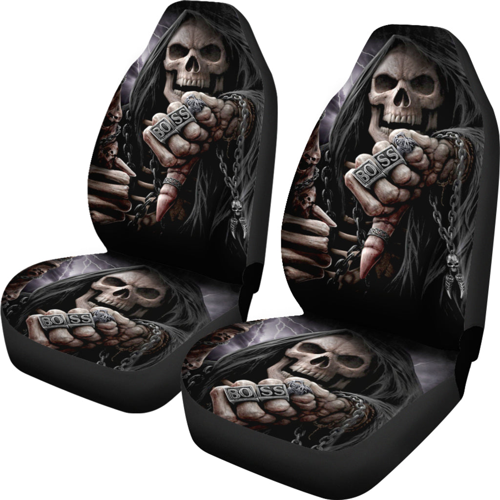 Set 2 pcs Boss skull car seat covers