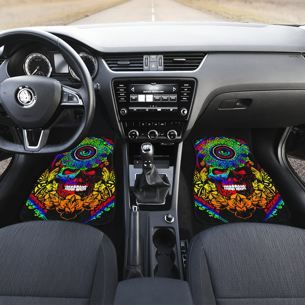 Set of 4 pcs sugar skull car mats