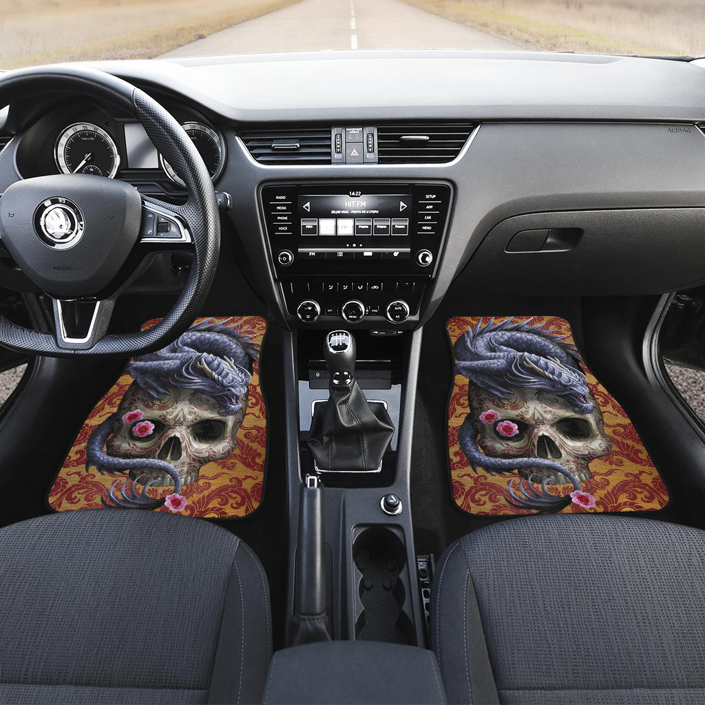 Set of 4 pcs dragon skull car mats