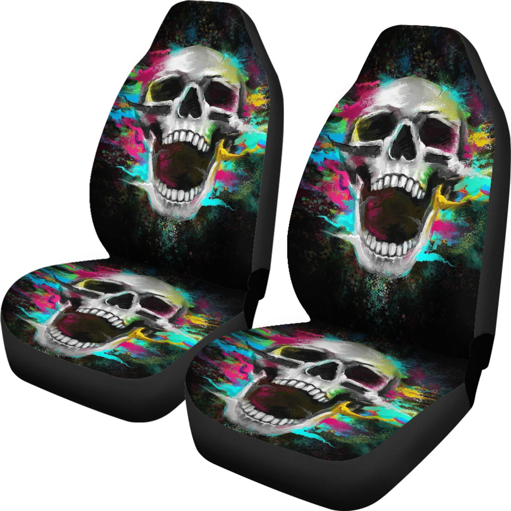 Set 2 pcs Gothic skull car seat covers