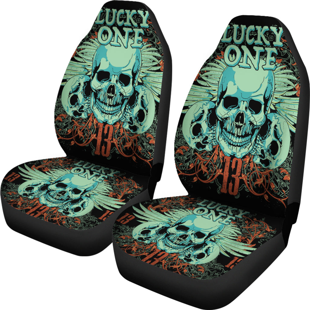 Set 2 pcs Lucky one skull seat cover sugar skulls