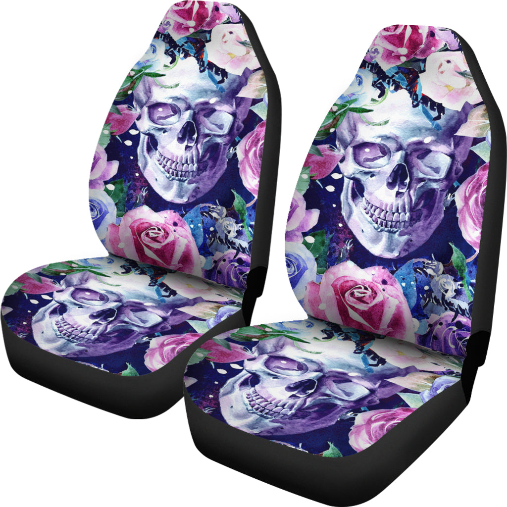 Set of 2 pcs skull rose car seat covers