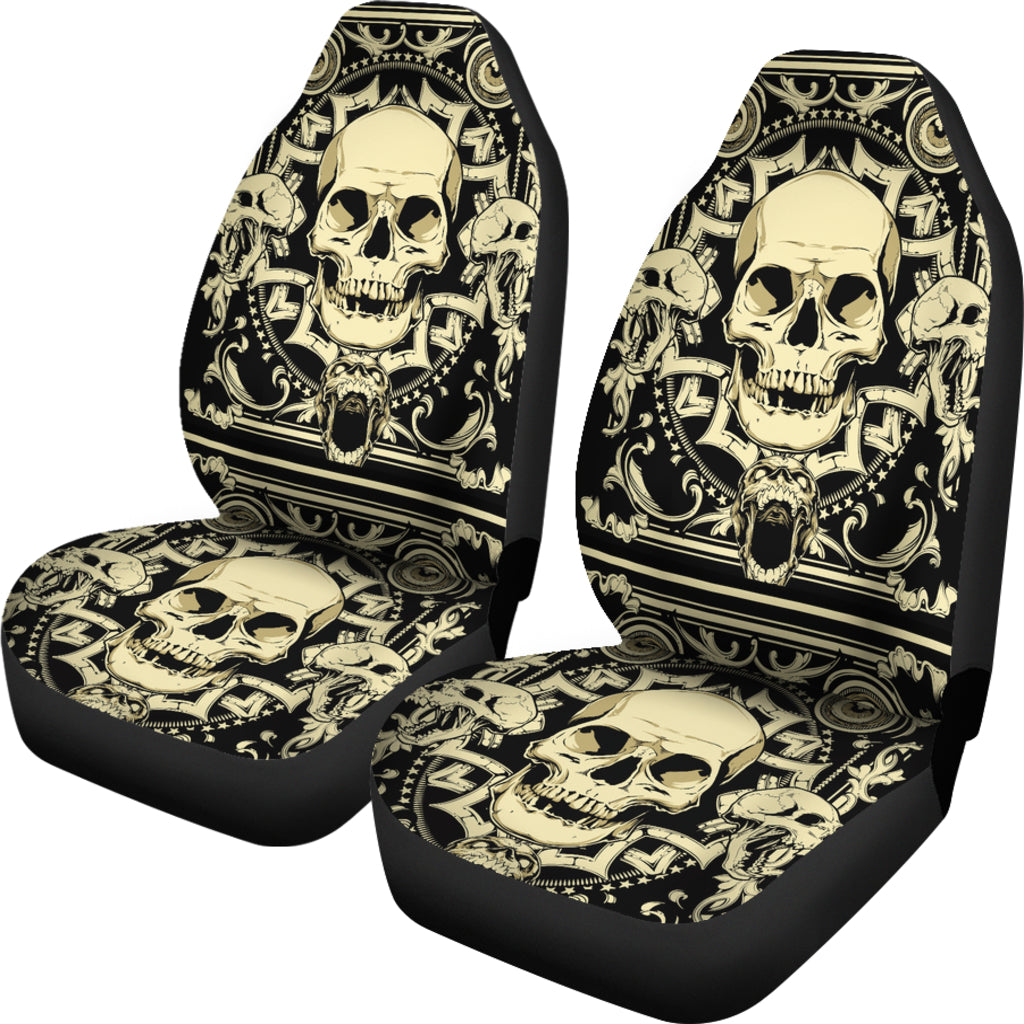 Set 2 pcs Gothic skull car seat covers