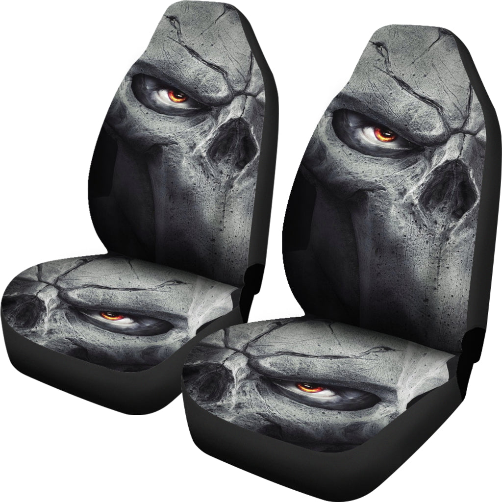 Set of 2 pcs - Skull Gothic Horror Grim reaper skull car seat covers