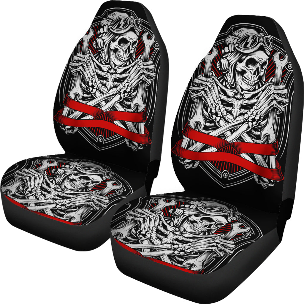 Set 2 pcs Gothic skull car seat covers