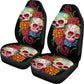 Set 2 pcs day of the dead sugar skull car seat covers