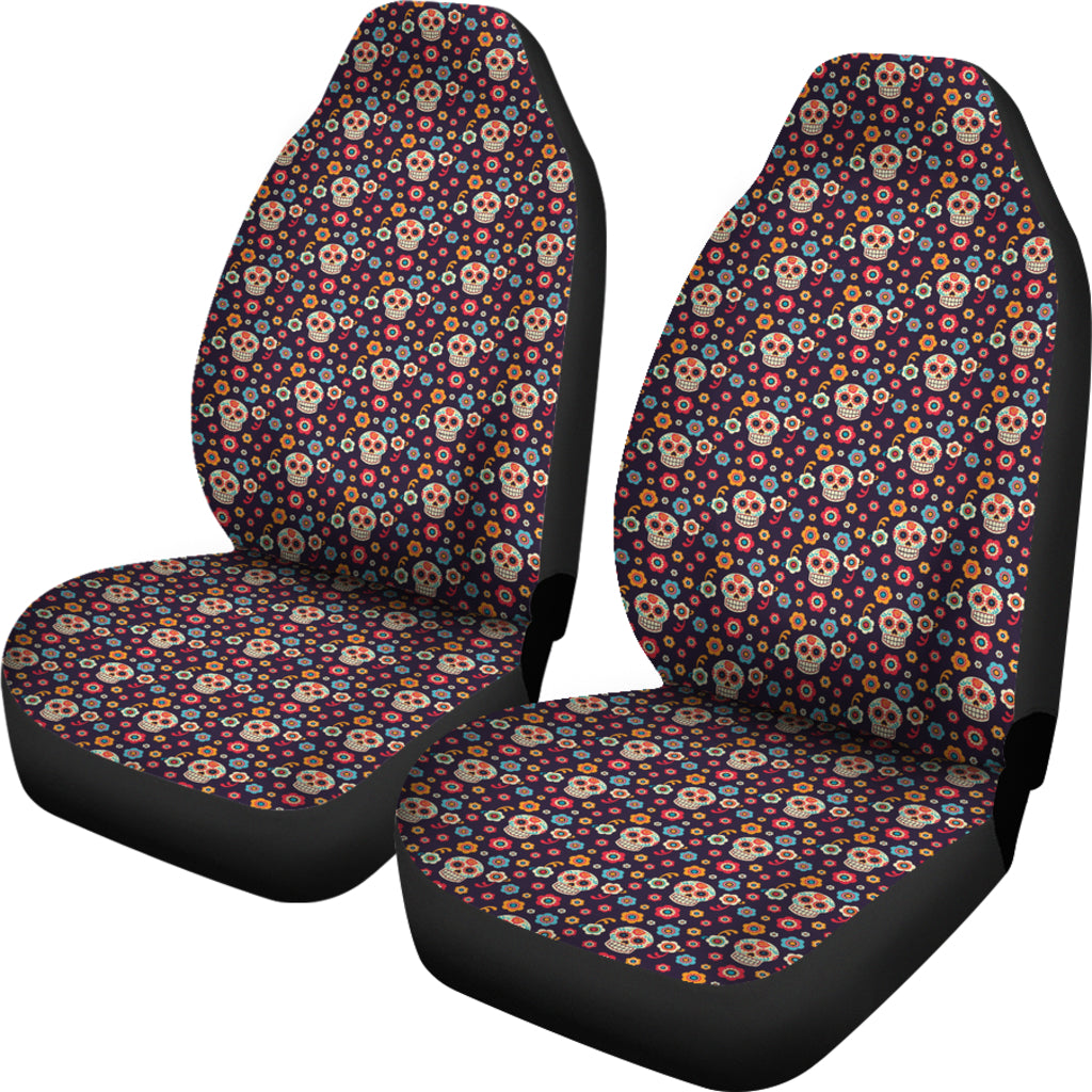 Set 2 seat covers sugar skulls