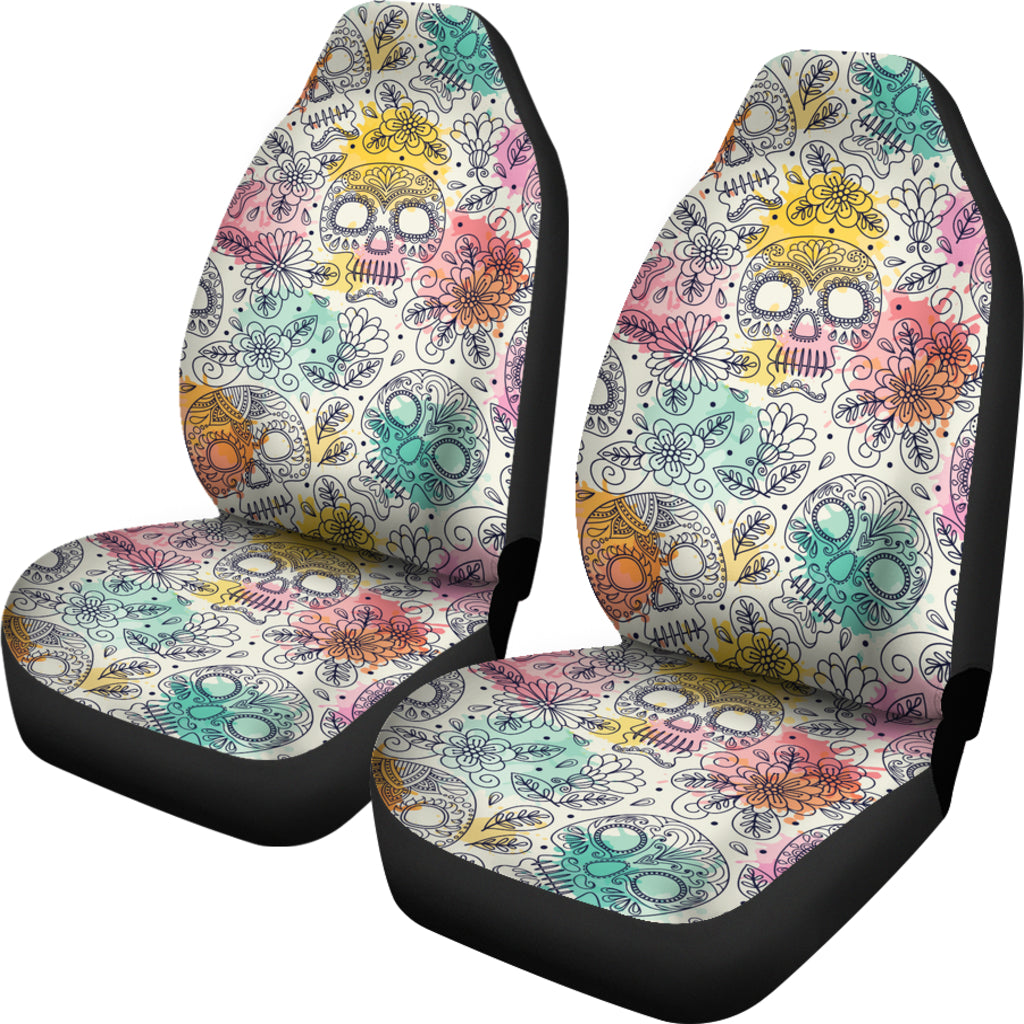 Pastel Sugar Skull Car Seat Covers