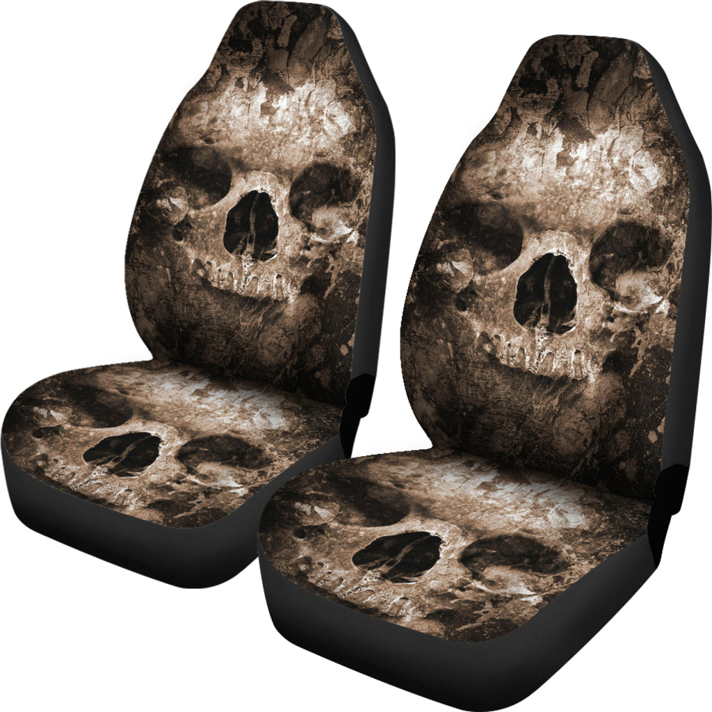 Set 2 skull gothic seat cover sugar skulls