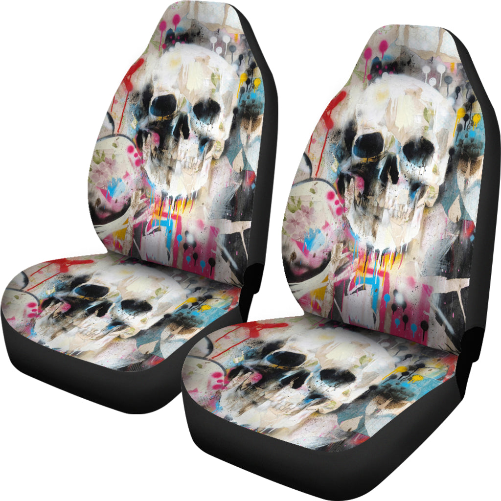 Set 2 pcs Gothic skull car seat covers