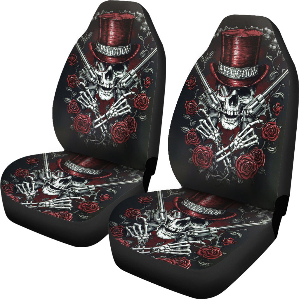 Set 2 pcs Gothic skull car seat covers