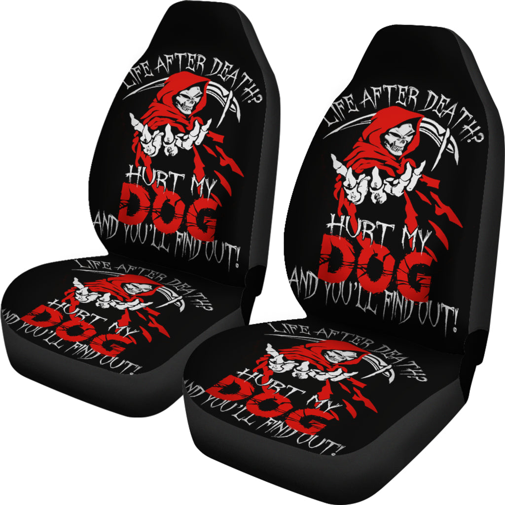 Set of 2 - Life after dead - skull grim reaper car seat covers