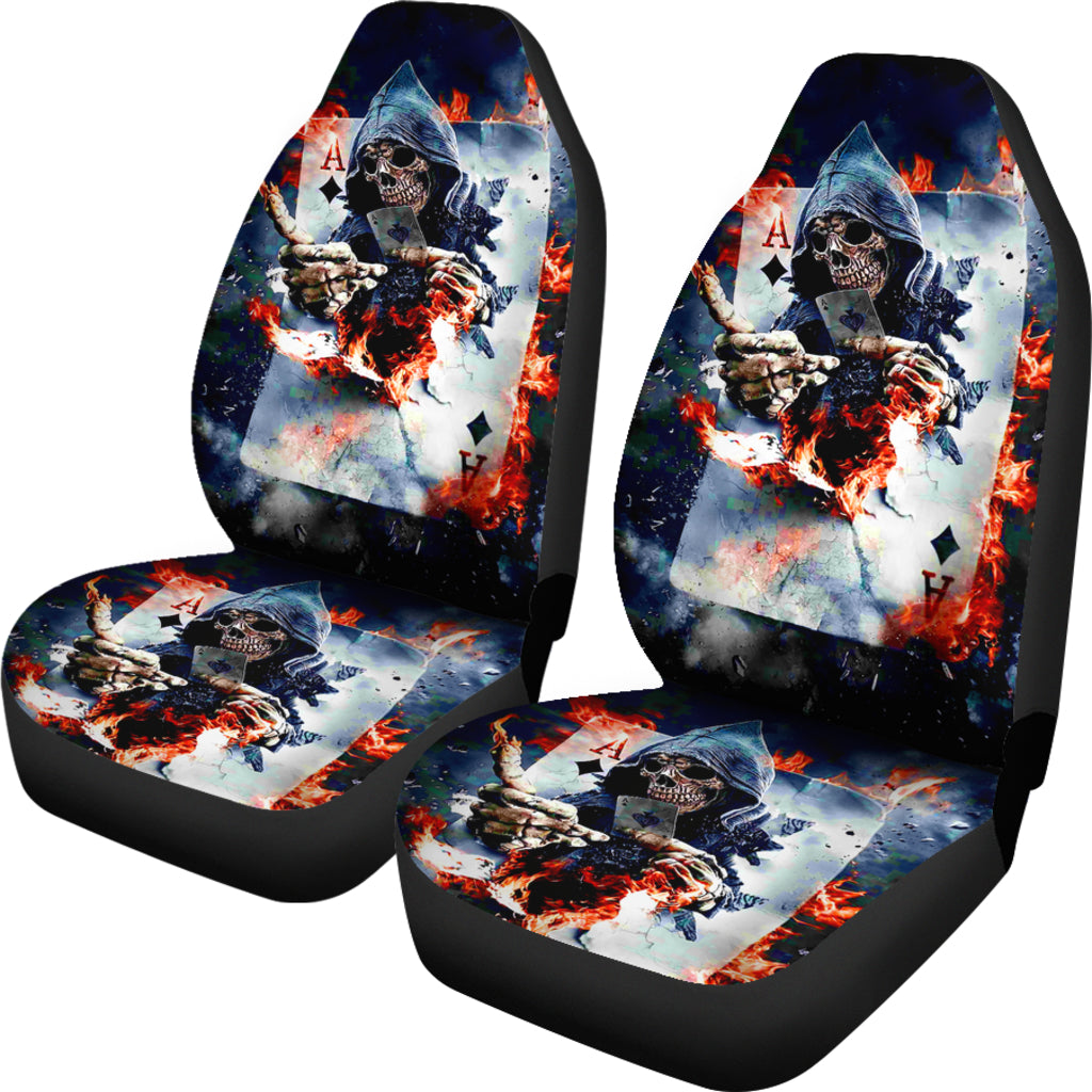 Set 2 pcs skull car seat cover grim reaper