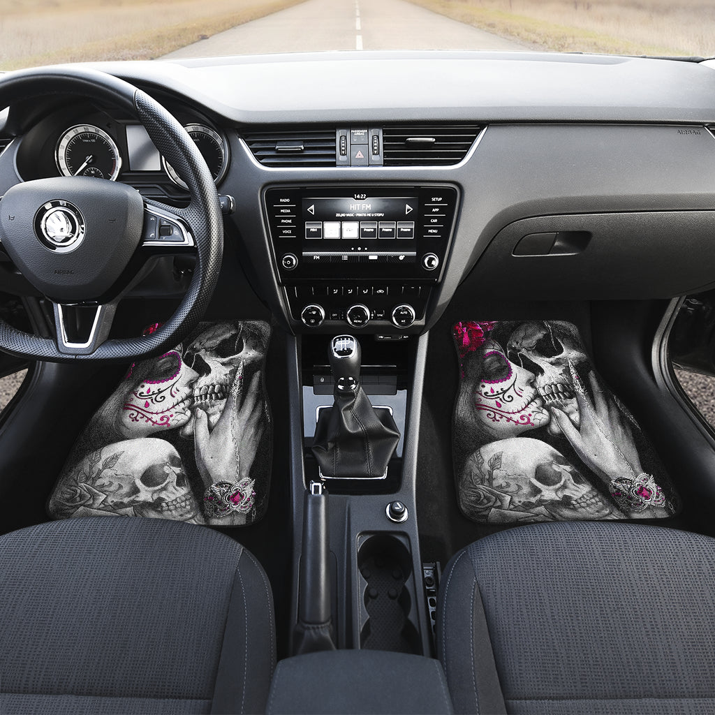 Sugar skull kiss car mats