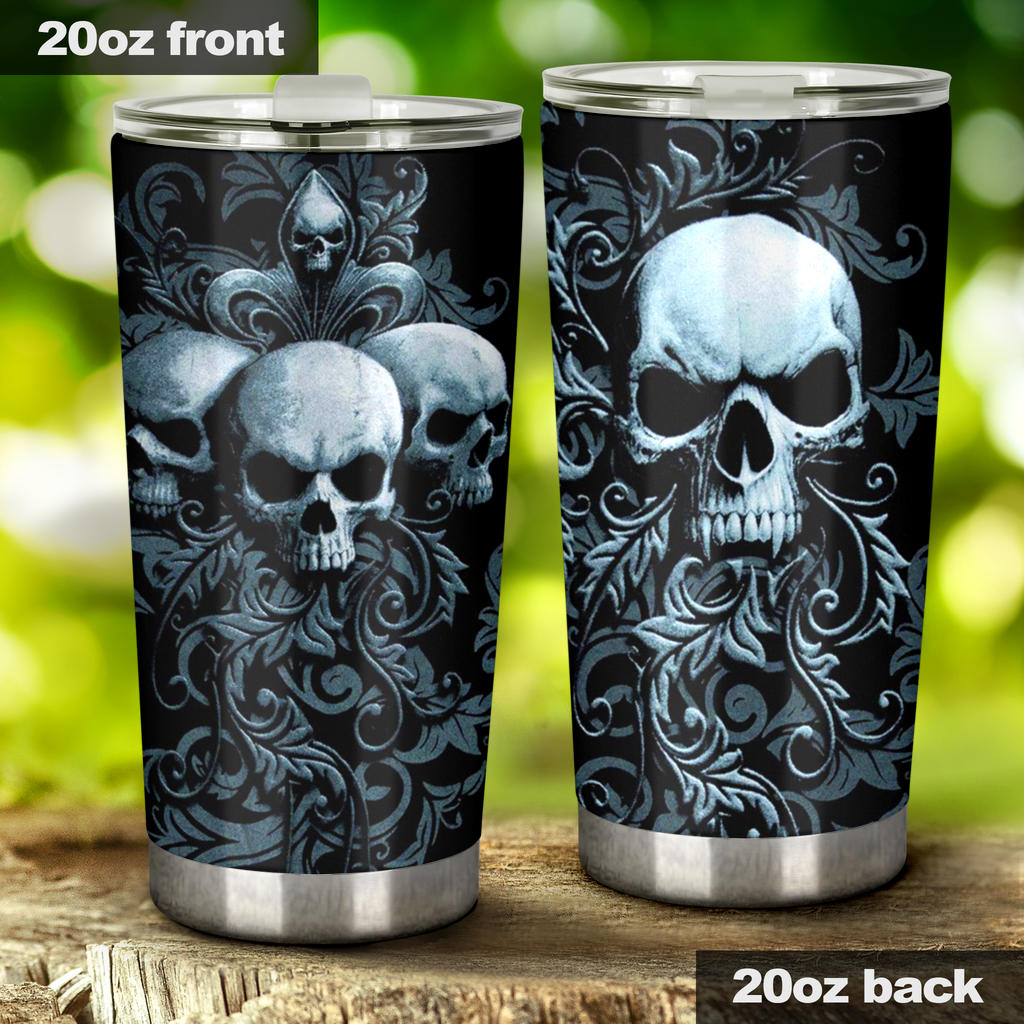Skull grim reaper tumbler mug cup