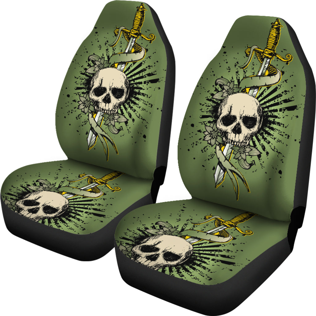 Set of 2 sword skull car seat covers