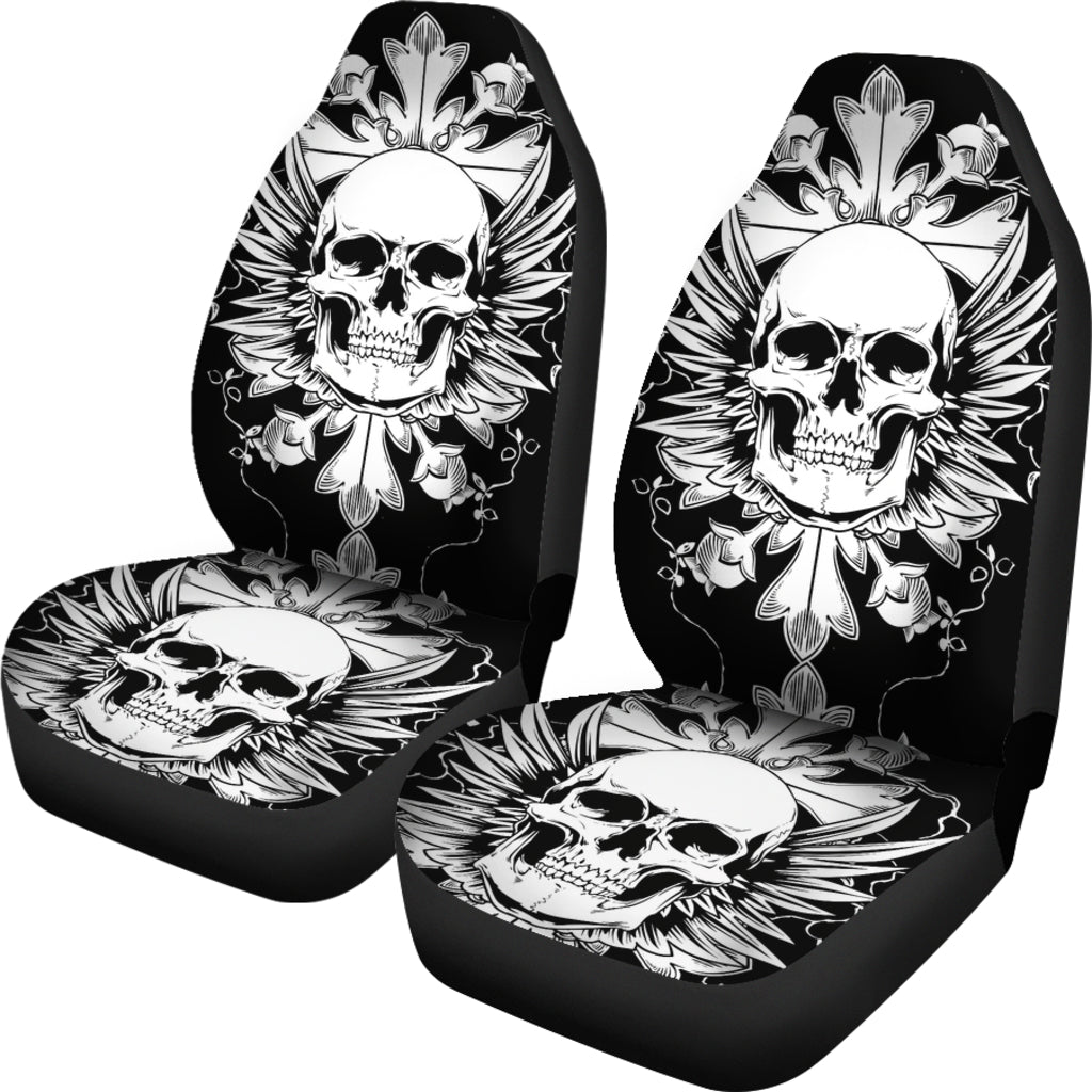 Set of 2 skull car seat covers