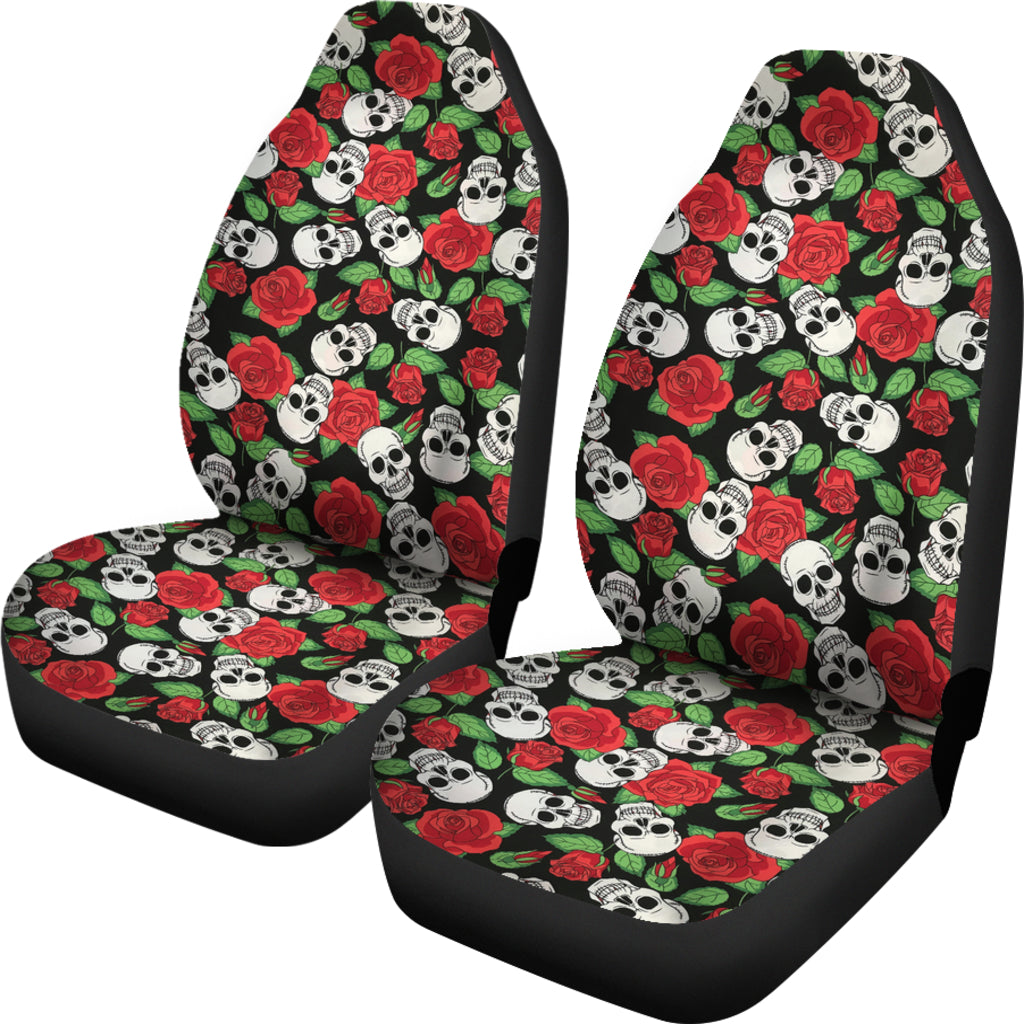 Set of 2 Pcs Skull sugar skull car seat covers